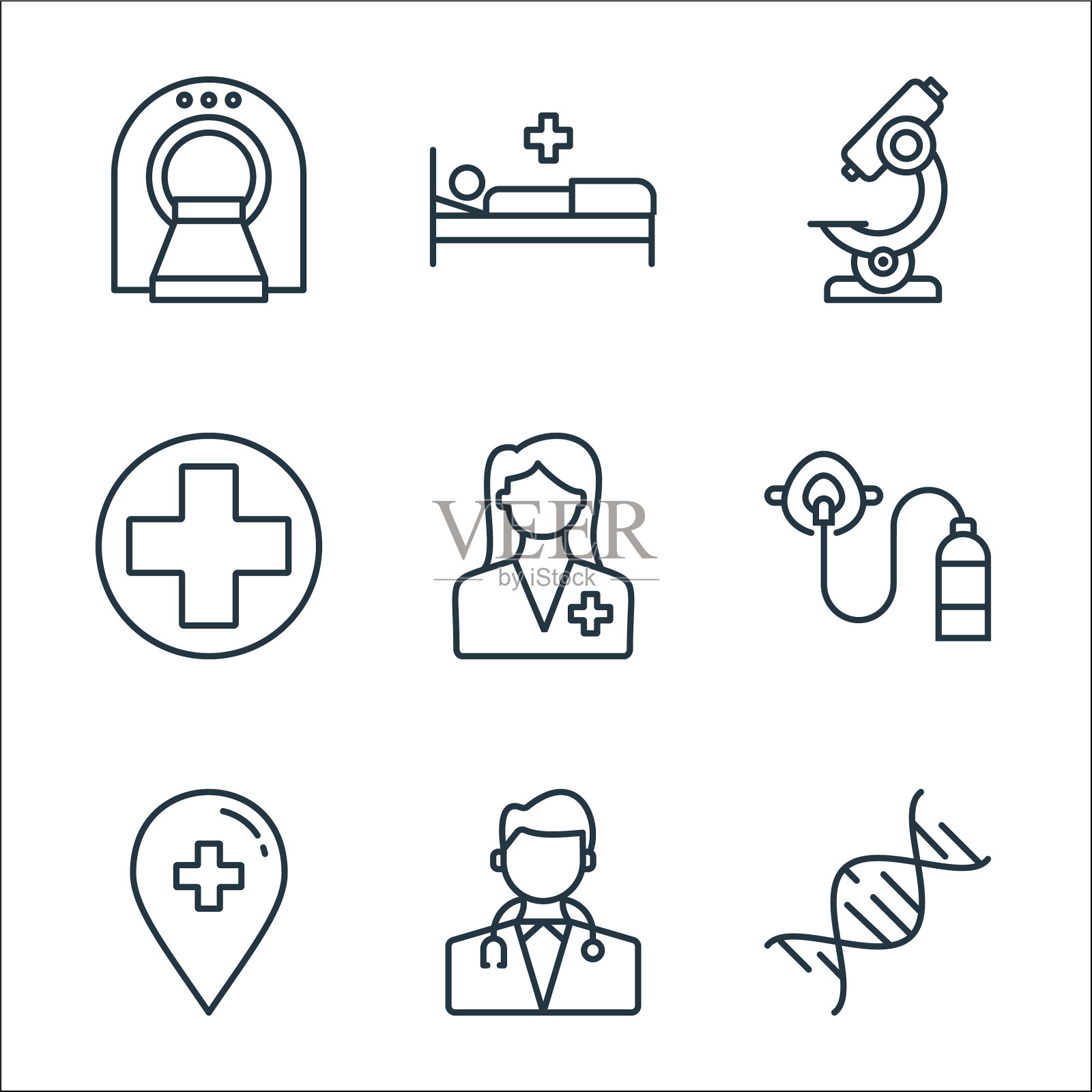 医疗线图标线性集质量线集图标素材