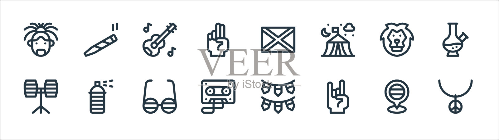 雷鬼线图标线性集质量线集图标素材