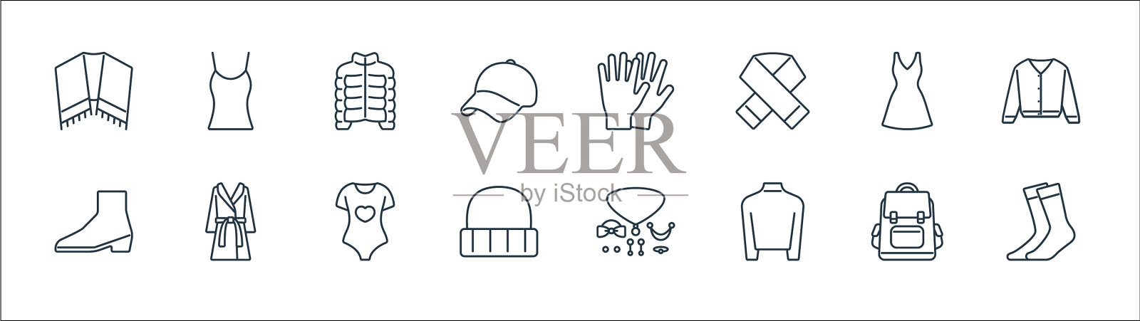 衣服和装备线图标线性集质量图标素材