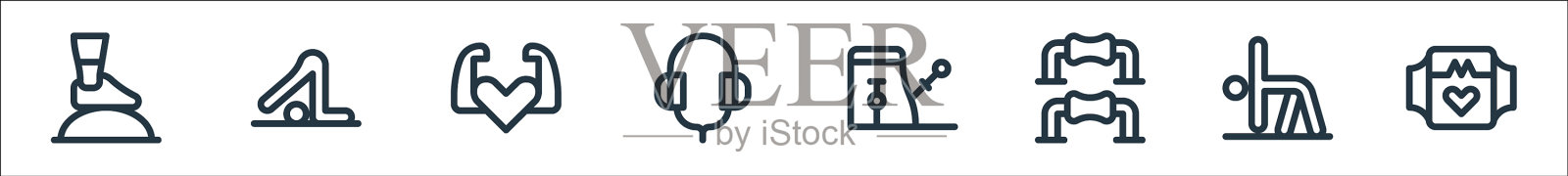 普拉提线图标线性集质量线集图标素材