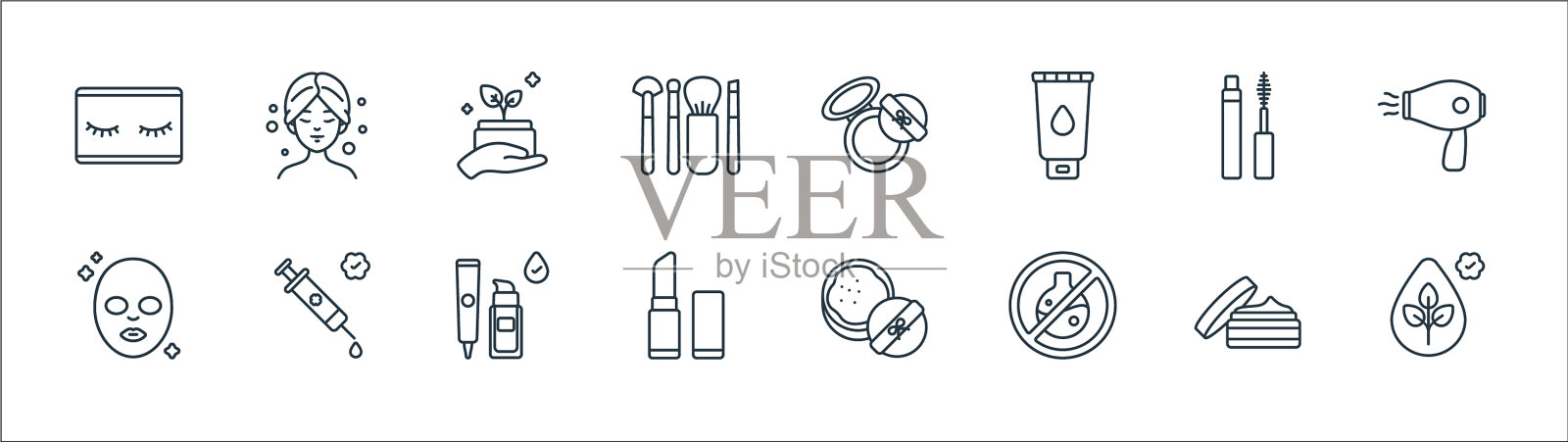 美容化妆品系列图标线性设置质量图标素材