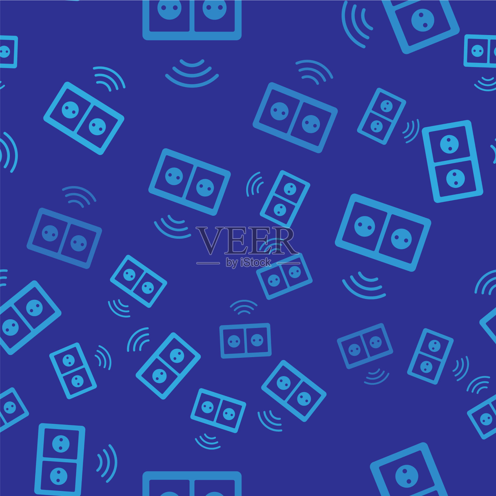 蓝色智能插座系统图标隔离插画图片素材