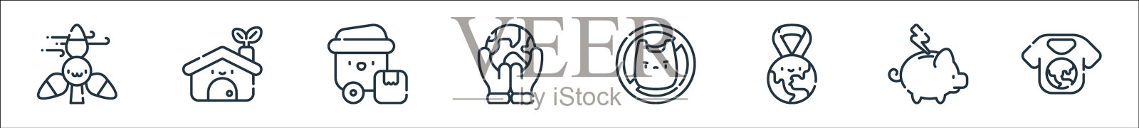 地球母亲日线图标线性集质量图标素材