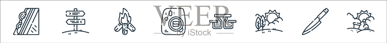 野餐线图标线性集质量线集图标素材