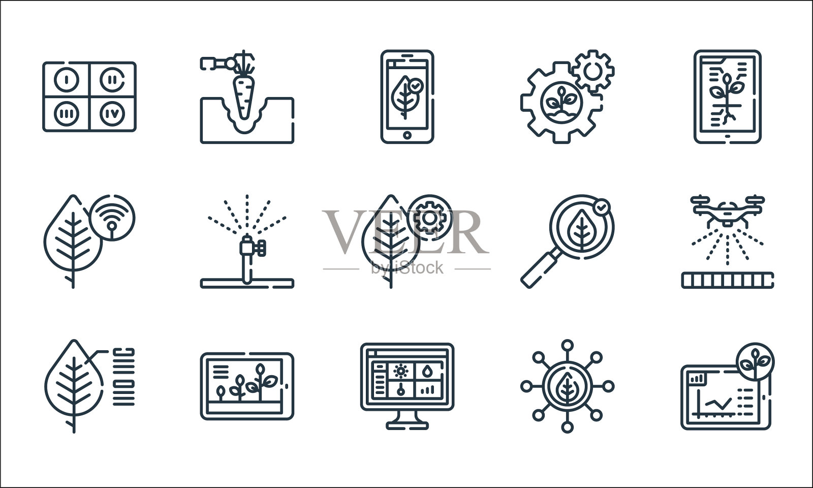 智能农场线图标线性设置质量线设置图标素材