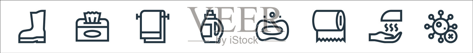 清洁线图标线性集质量线集图标素材