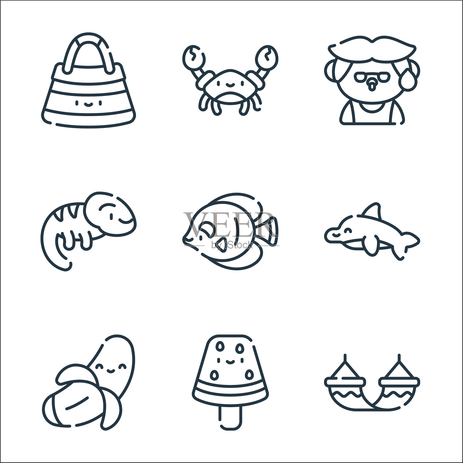 夏季线图标线性集质量线集图标素材