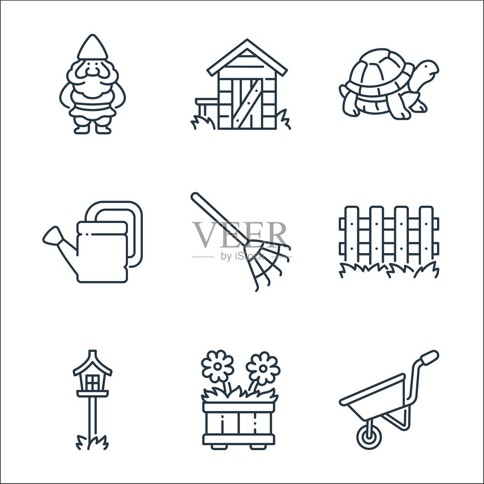 园艺线图标线性集质量线集图标素材