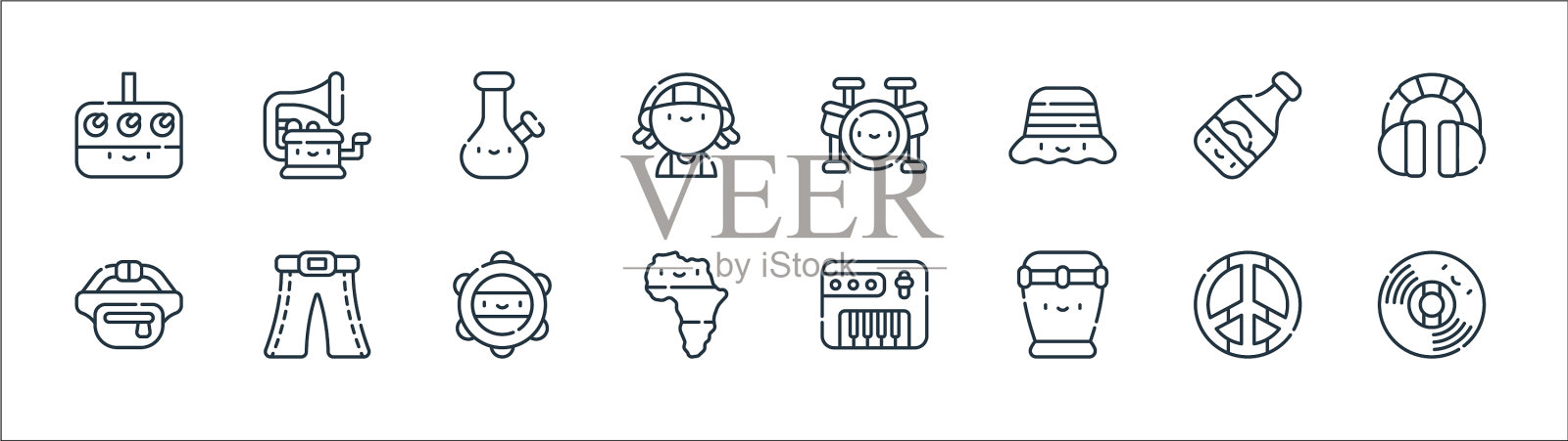 雷鬼线图标线性集质量线集图标素材