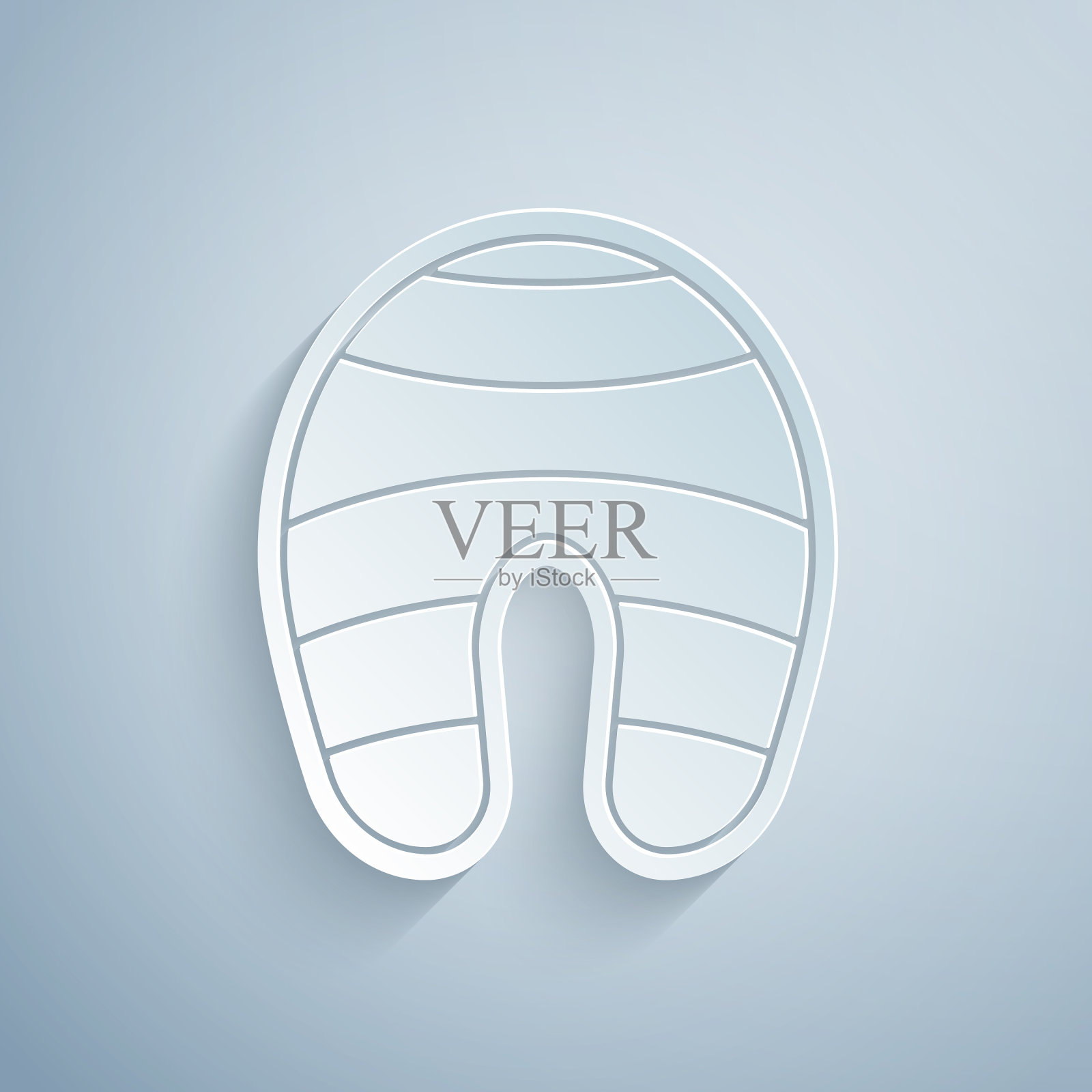 剪纸鱼排图标孤立在灰色插画图片素材