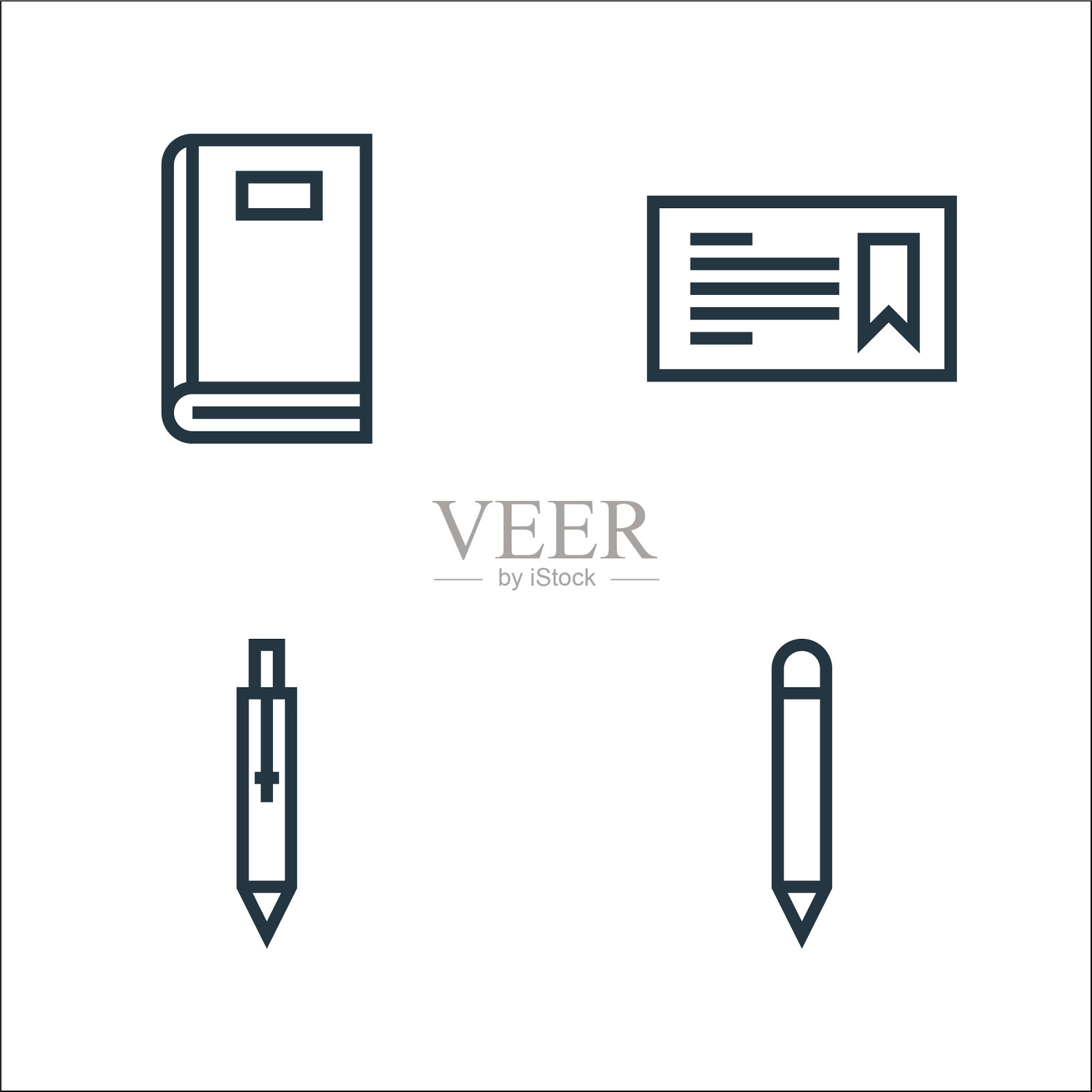 教育线图标线性集质量线集图标素材