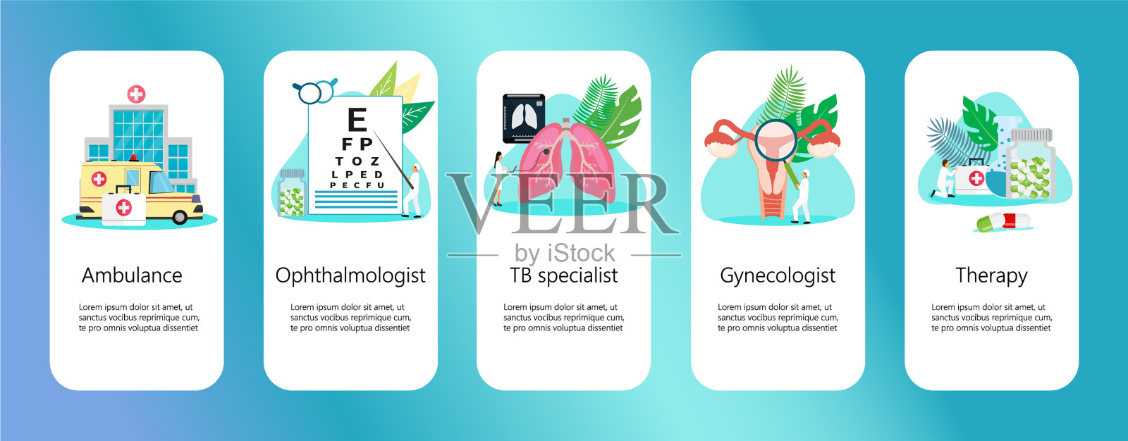 妇科、眼科、结核病专家插画图片素材