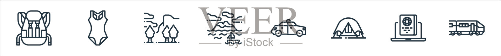 旅行线图标线性集质量线集图标素材