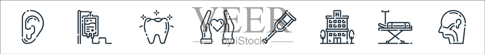 医疗线图标线性集质量线集图标素材