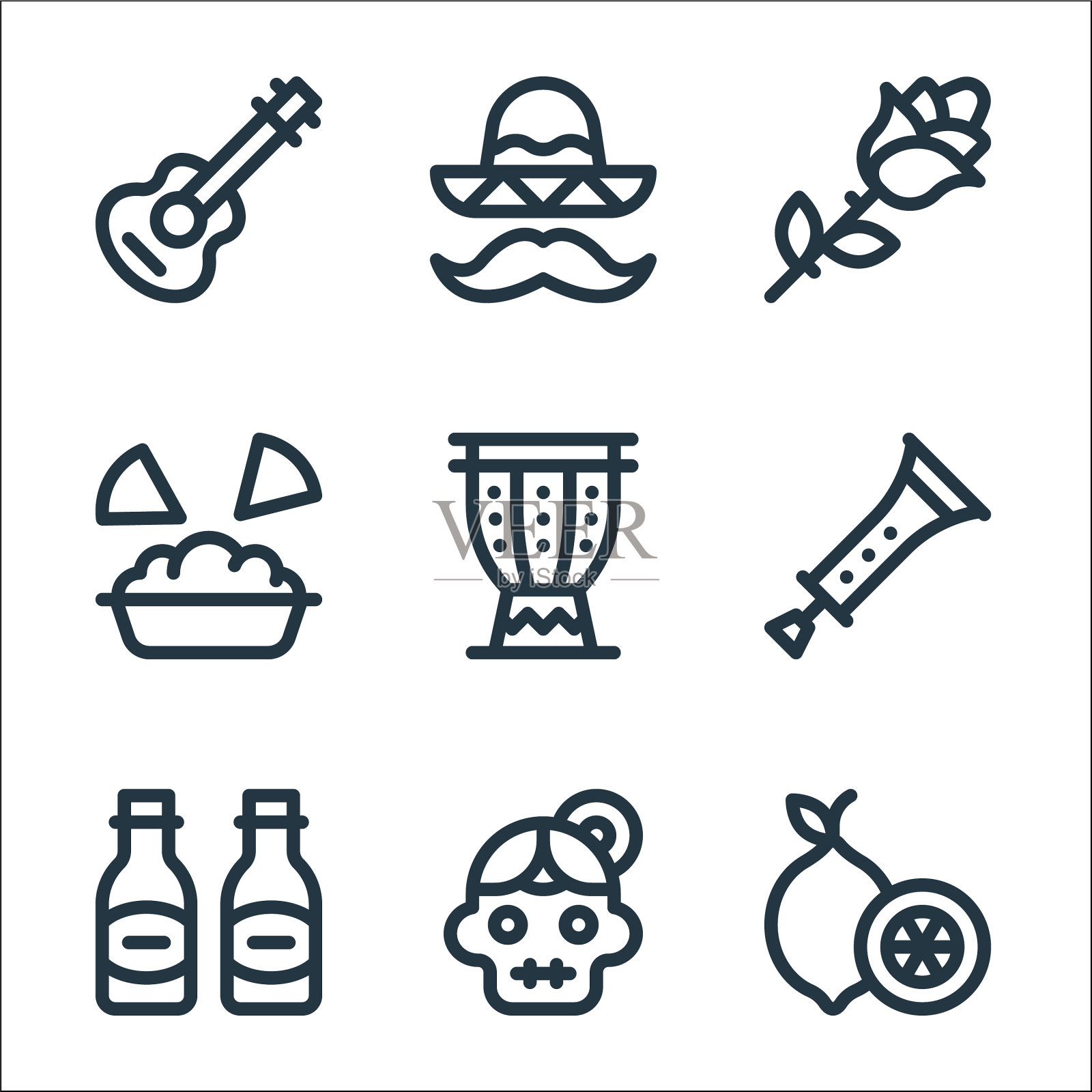 墨西哥线图标线性集质量线集图标素材