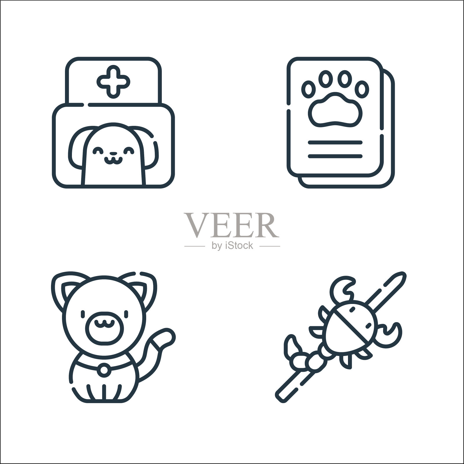 动物福利线图标线性设置质量线图标素材