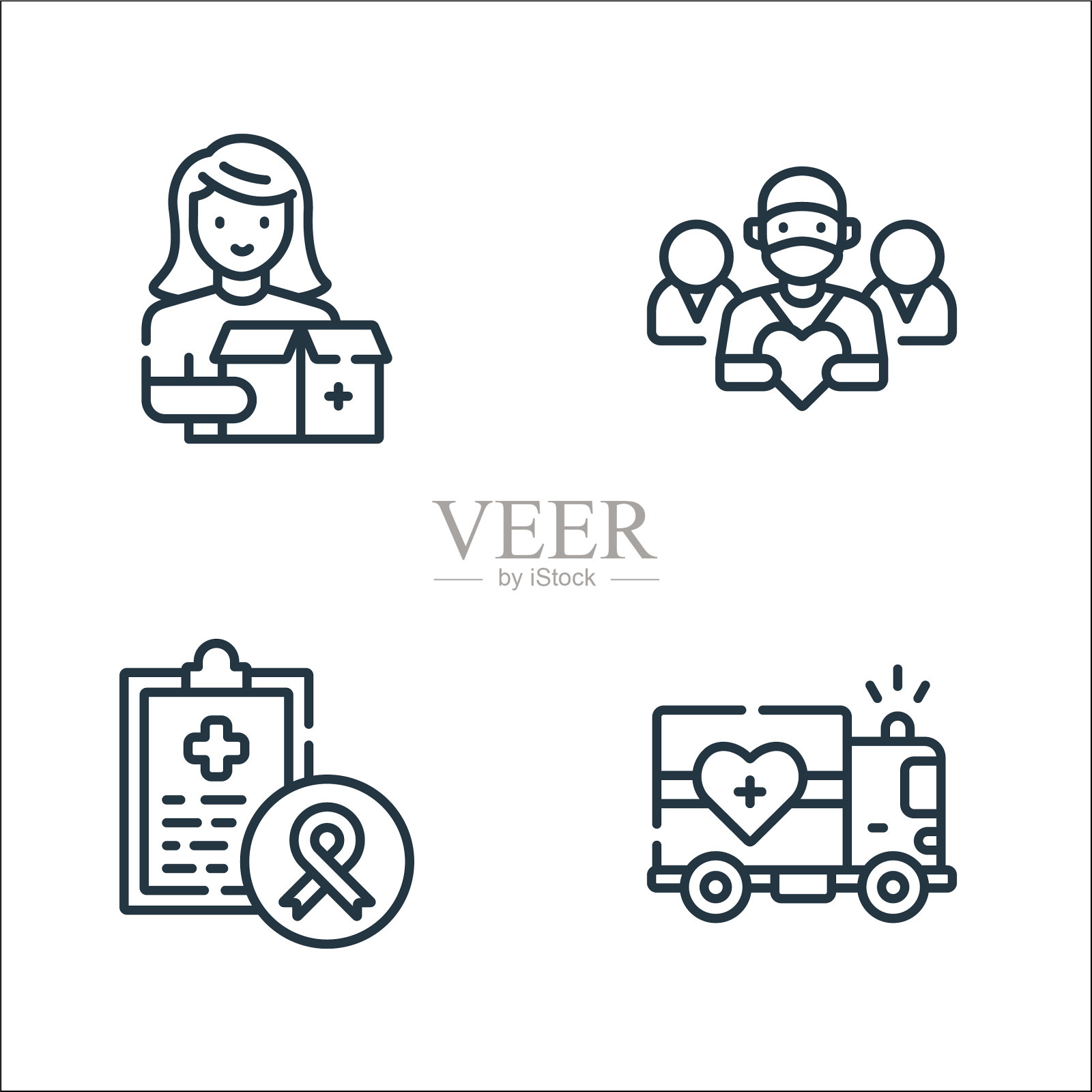 仁慈线图标线性集质量线集图标素材