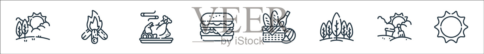 野餐线图标线性集质量线集图标素材