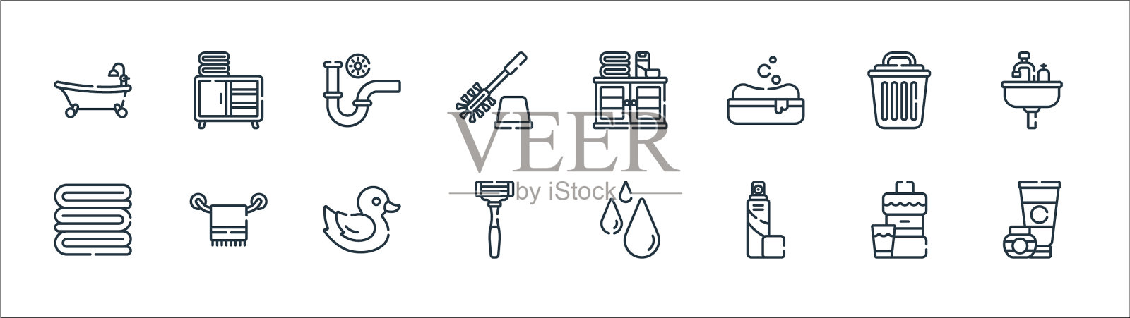 浴室线图标线性设置质量线设置图标素材