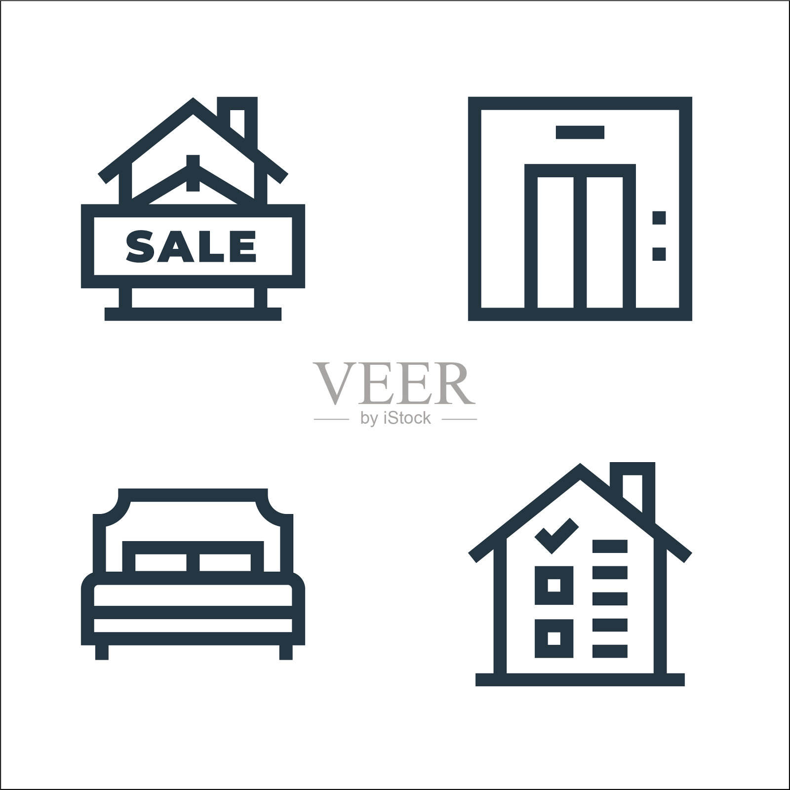 不动产线图标线性设置质量线图标素材