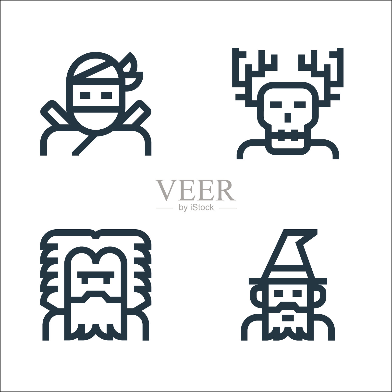 神奇的人物线条图标线性集合插画图片素材