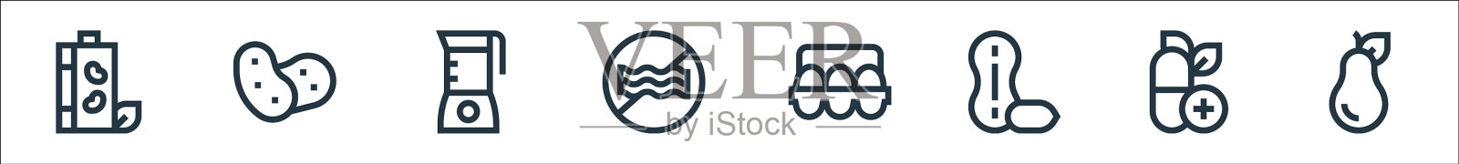 营养线图标线性集质量线集图标素材