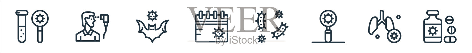 冠状病毒线图标线性集质量线图标素材