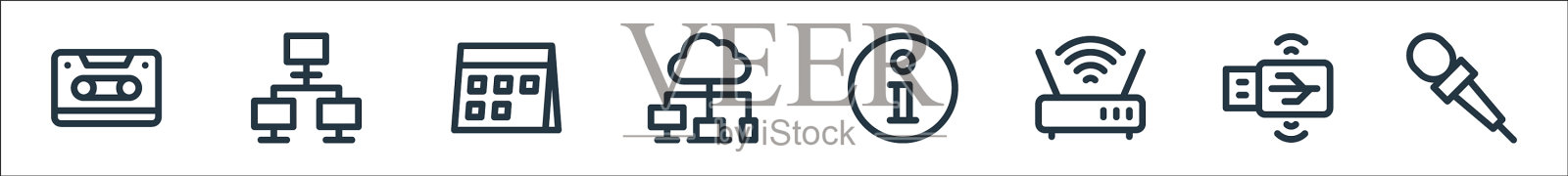 通信和媒体线图标线性集合图标素材