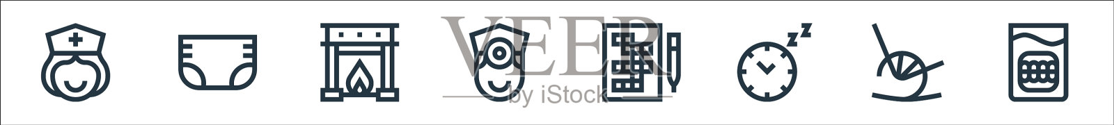 退休家居线图标线性设置质量图标素材