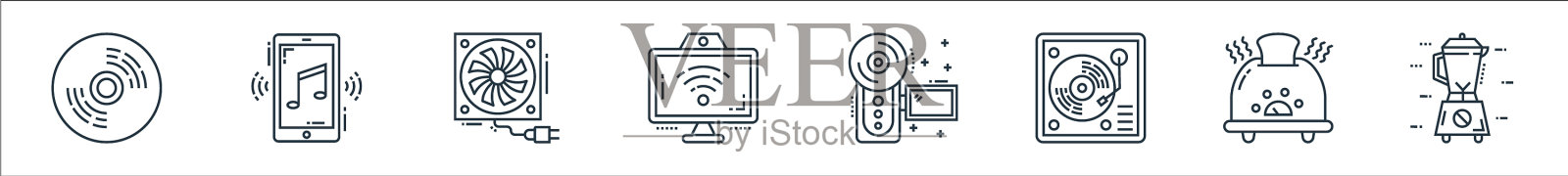 技术设备线图标线性集质量图标素材