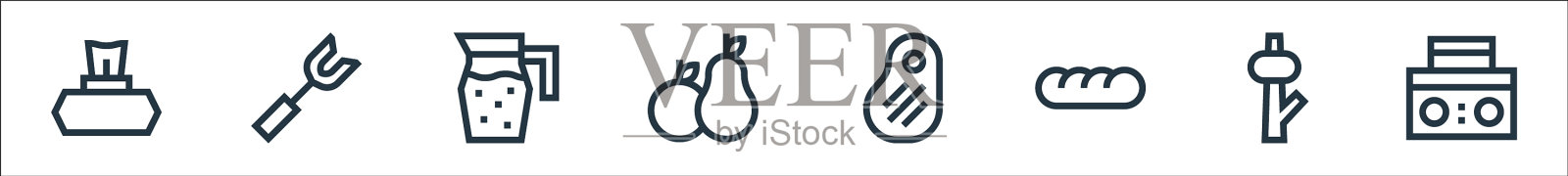 野餐线图标线性集质量线集图标素材