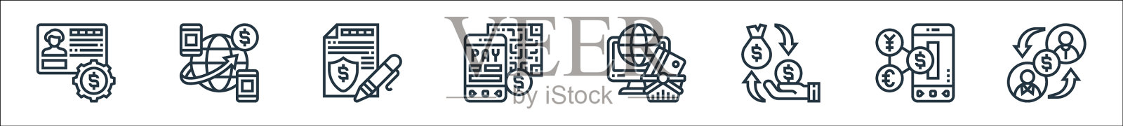 支付元素线图标线性集的质量图标素材