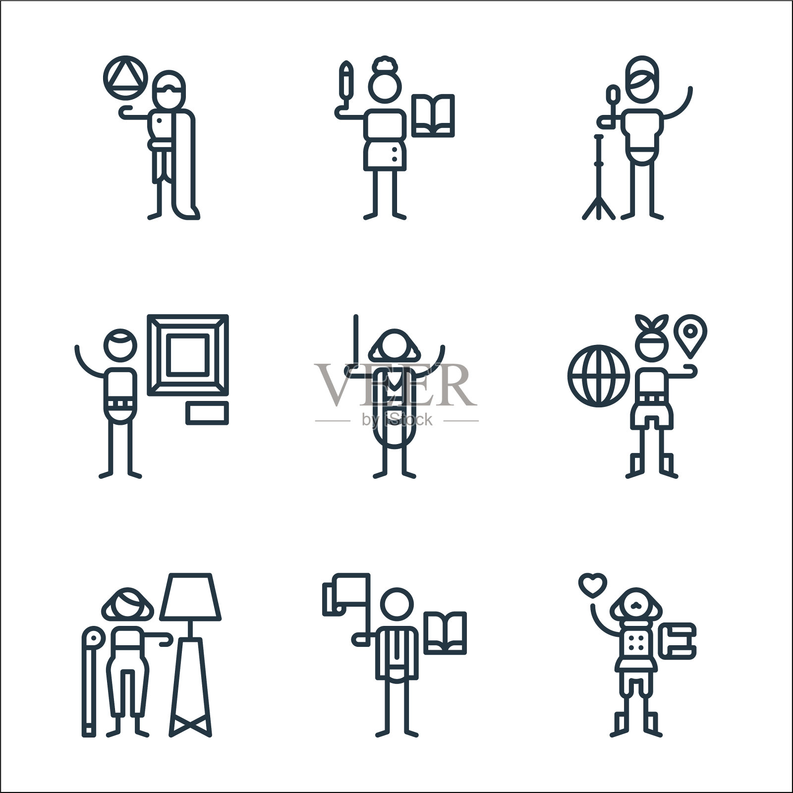 一般艺术线图标线性设置质量线图标素材