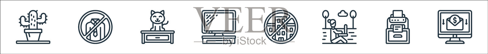 家庭办公线图标线性设置质量线图标素材