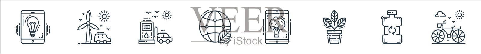 环境和生态线图标线性集质量图标素材