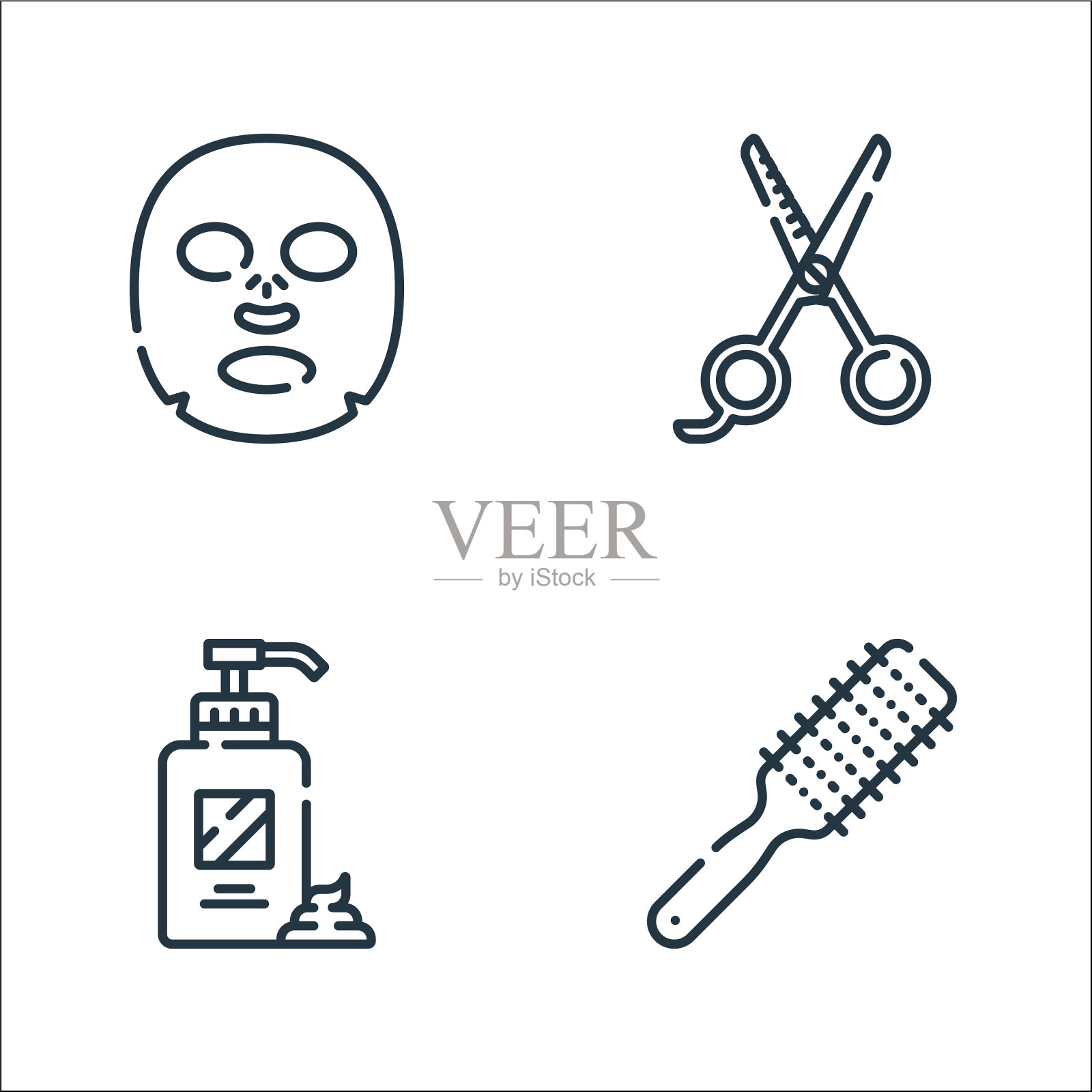 美发和理发线图标线性集图标素材