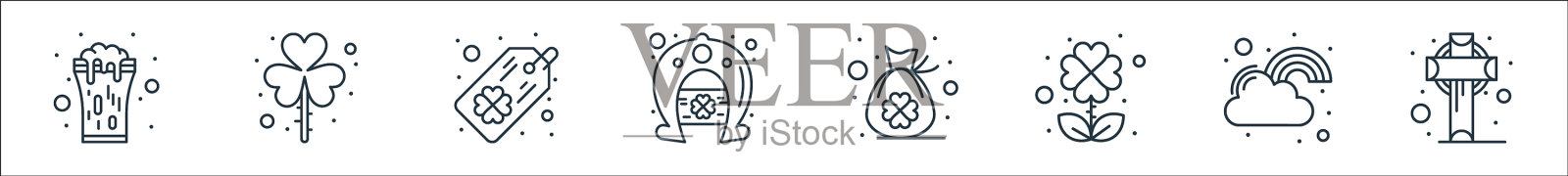 圣帕特里克线图标线性设置质量线图标素材