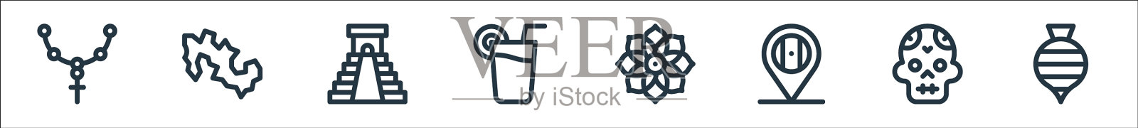 墨西哥线图标线性集质量线集图标素材