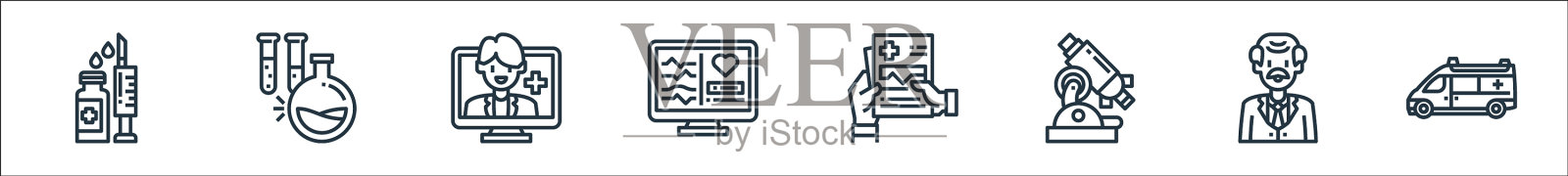 医院线图标线性集质量线集图标素材