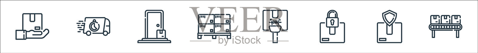 物流和配送线图标线性集合图标素材