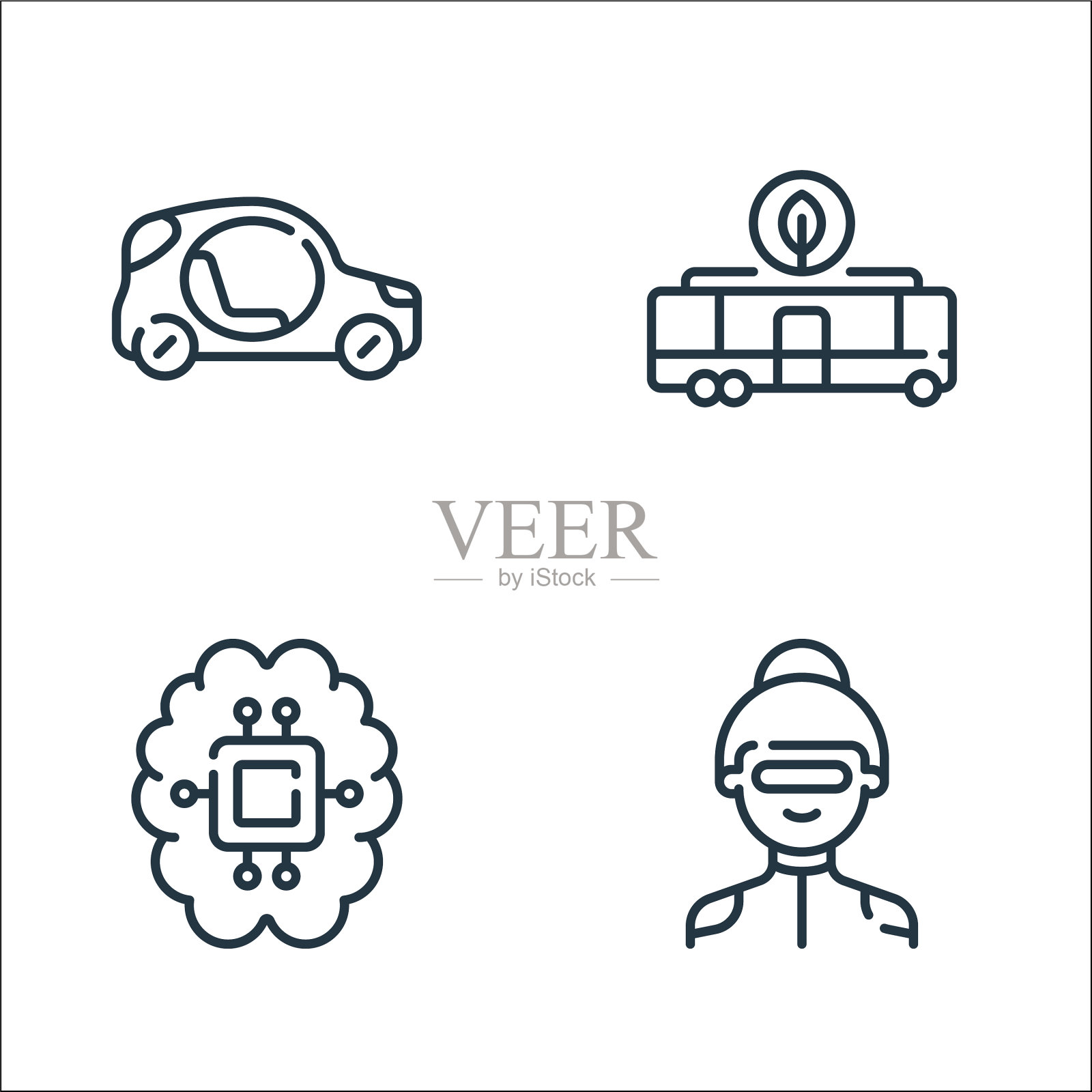 科技未来线图标线性集图标素材