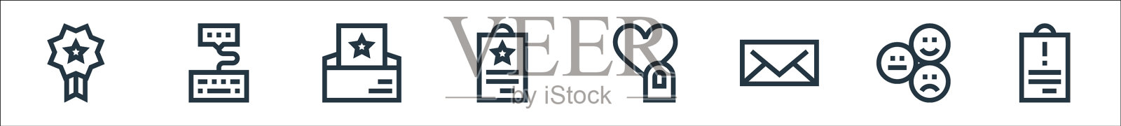 反馈和奖状线图标线性集图标素材