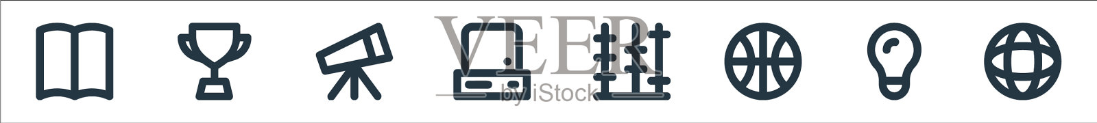 教育材料线图标线性设置质量图标素材