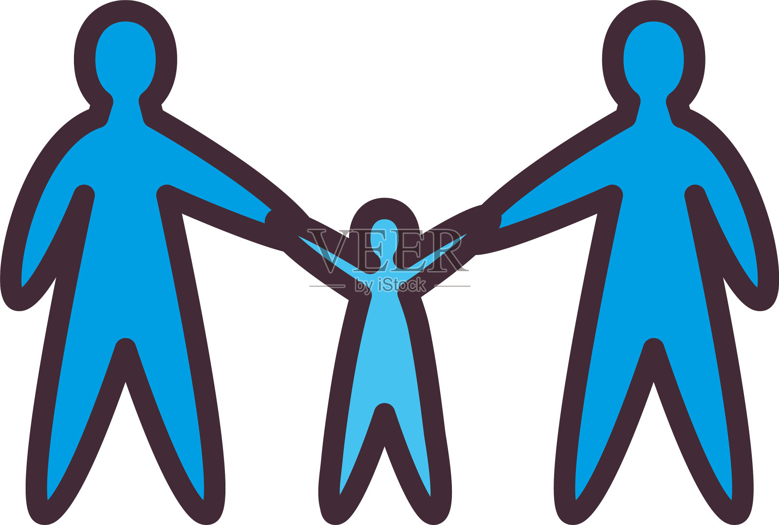 母亲，父亲和孩子的头像线和填充风格设计元素图片