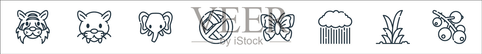 丛林线图标线性集质量线集图标素材