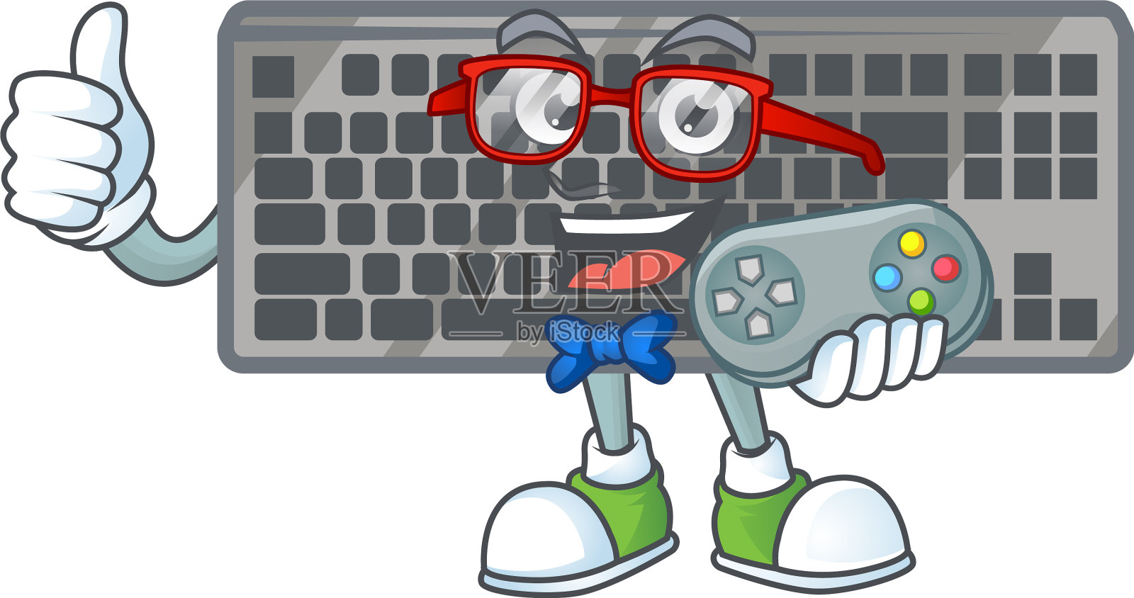 一个有吸引力的玩家黑色键盘卡通设计插画图片素材