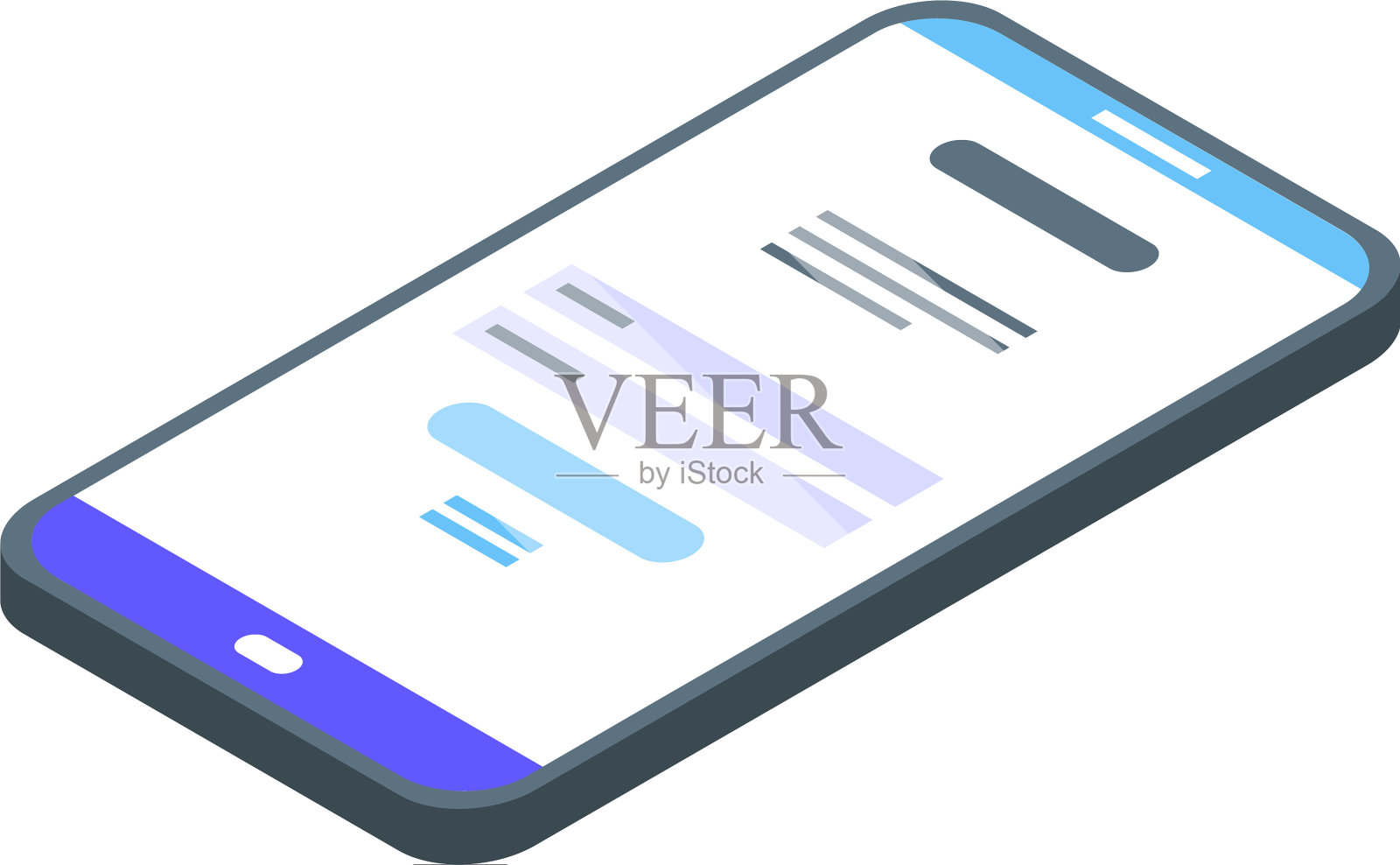 智能手机认证图标等距风格插画图片素材