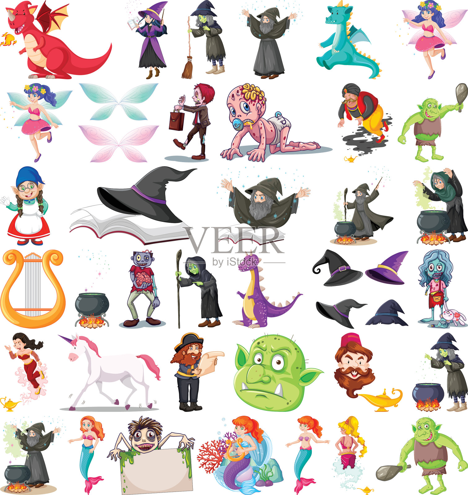 设定幻想卡通人物和幻想插画图片素材