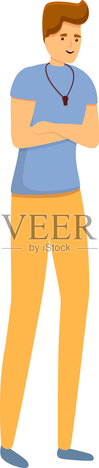 足球私人教练图标卡通风格设计元素图片