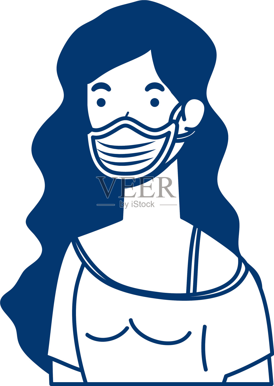 戴医用面具的年轻女子设计元素图片